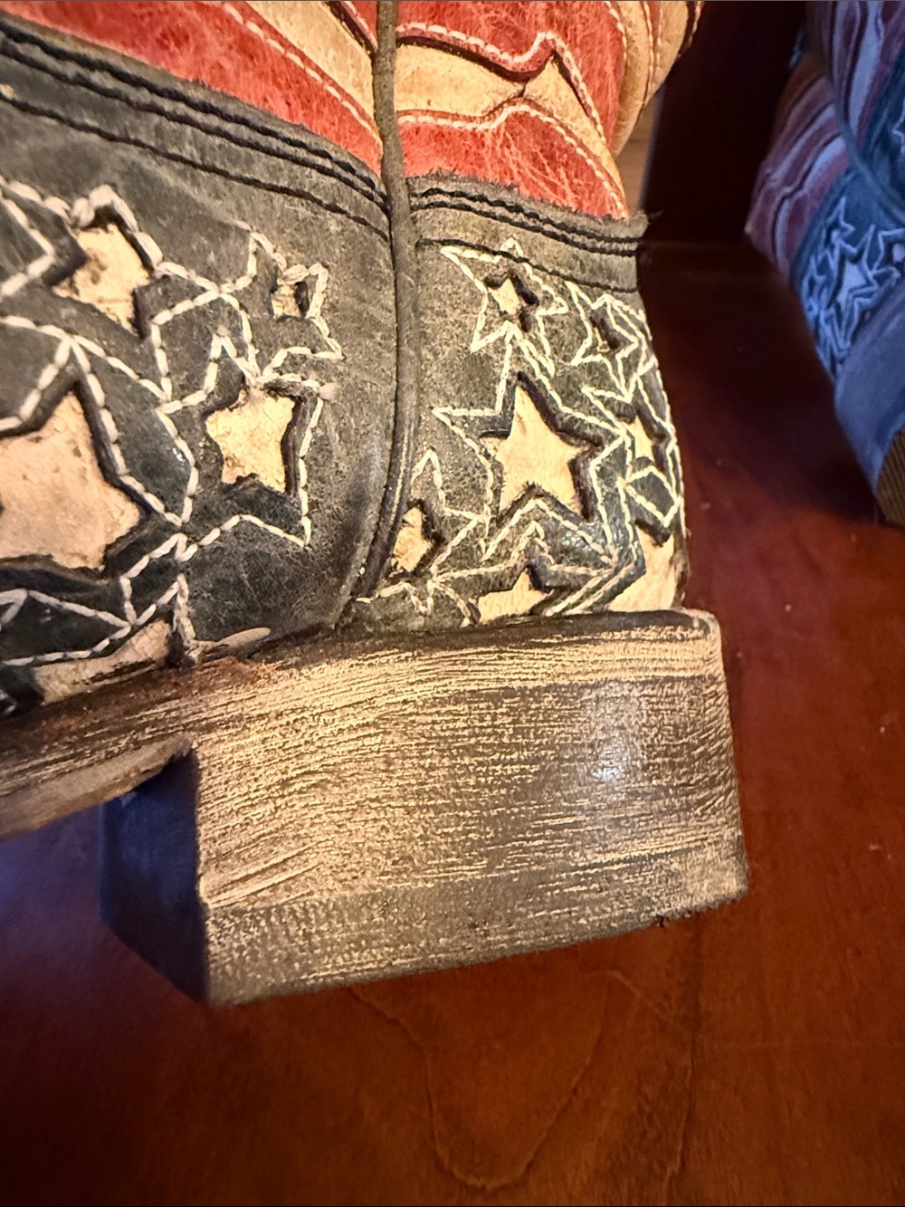 Corral square toe Patriotic flag Star-inlay Cowboy Boots in Red, Blue, Cream - Picture 9 of 11